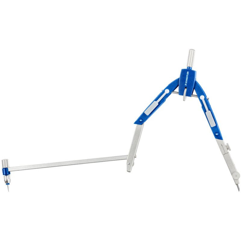 STAEDTLER compas Mars Comfort 552 02, bleu/argent, mécanisme à bouton-poussoir, 170 mm, diamètre de cercle max 360 mm
